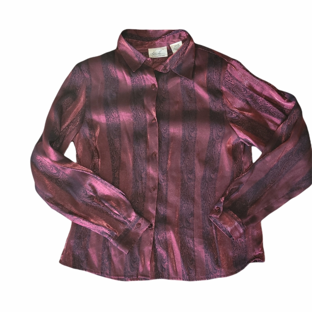 Kathie Lee Collection Shiny Blouse sz M
